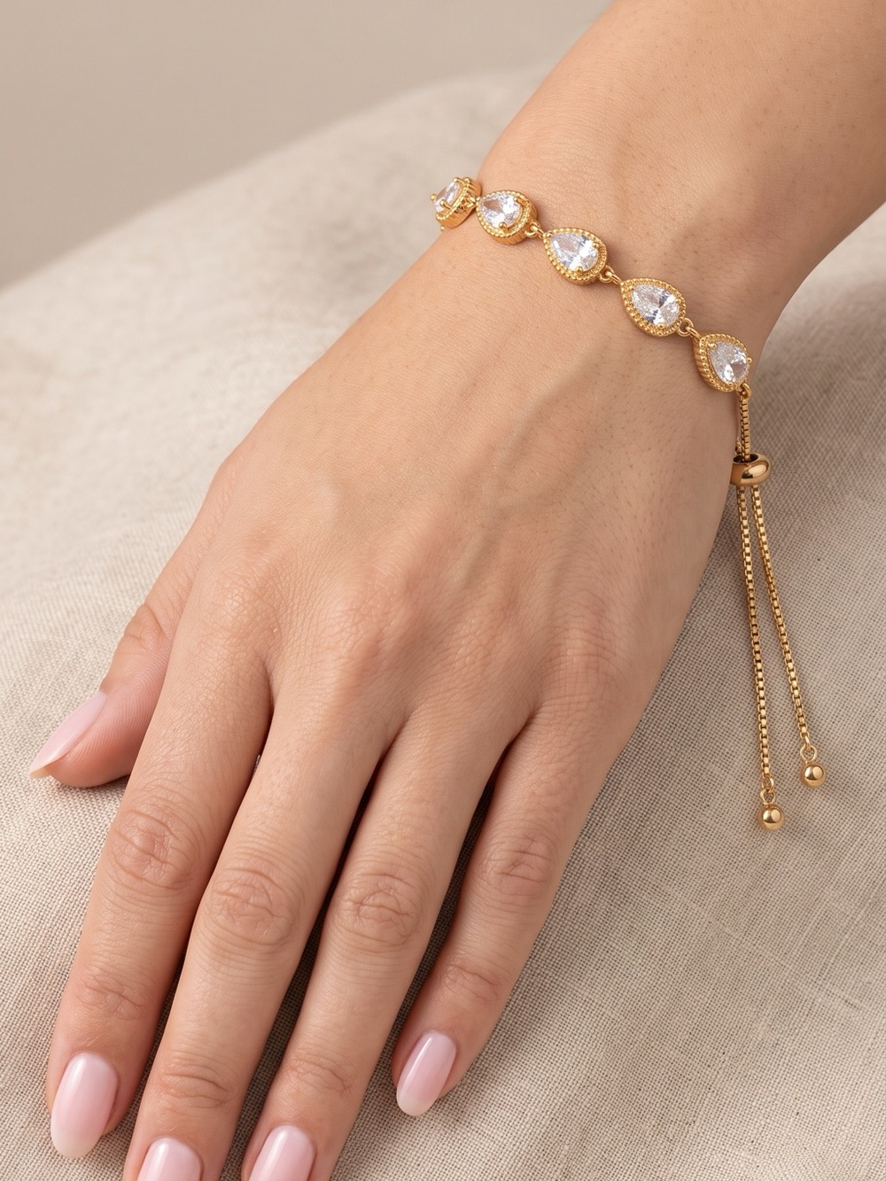 Van Heusen Gold Teardrop CZ Sliding Bracelet